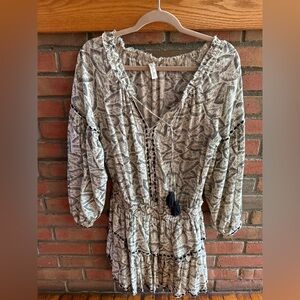 LoveShackFancy Black and Cream Midi Dress